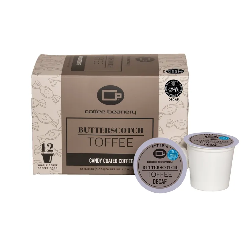 Butterscotch Toffee Flavored Decaf Coffee Pods