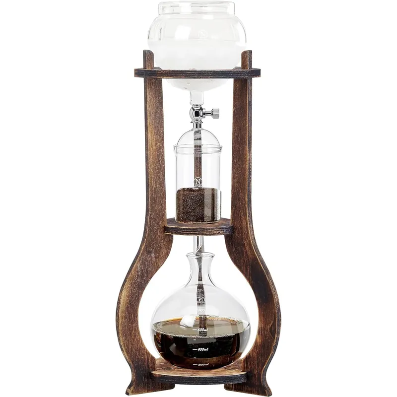 Nispira Retro Ice Cold Brew Dripping Coffee Maker Tower, 600ml in Wooden (BD-7)