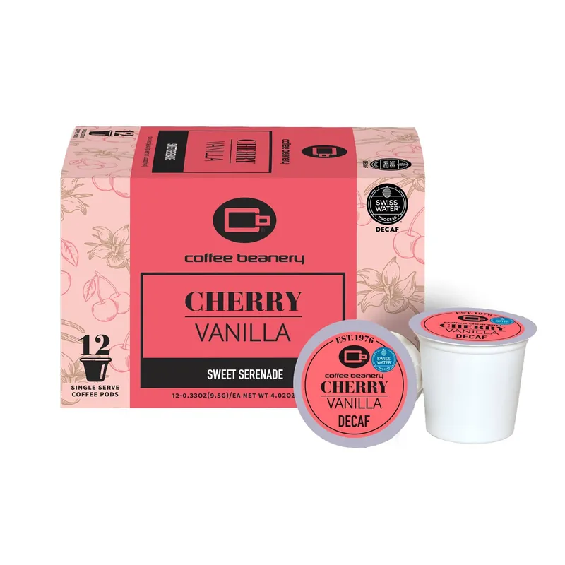 Cherry Vanilla Flavored Decaf Coffee Pods