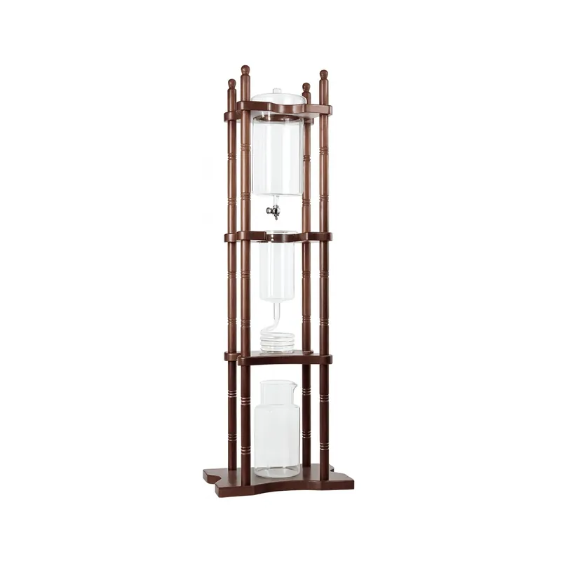 Nispira Cold Brew Drip Tower Iced Coffee Maker Glass Wooden Stand 25 Cups