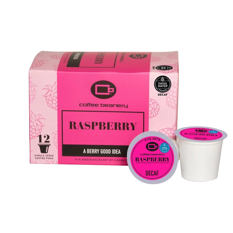 Raspberry Swiss Water Process Decaf Flavored Coffee Pods