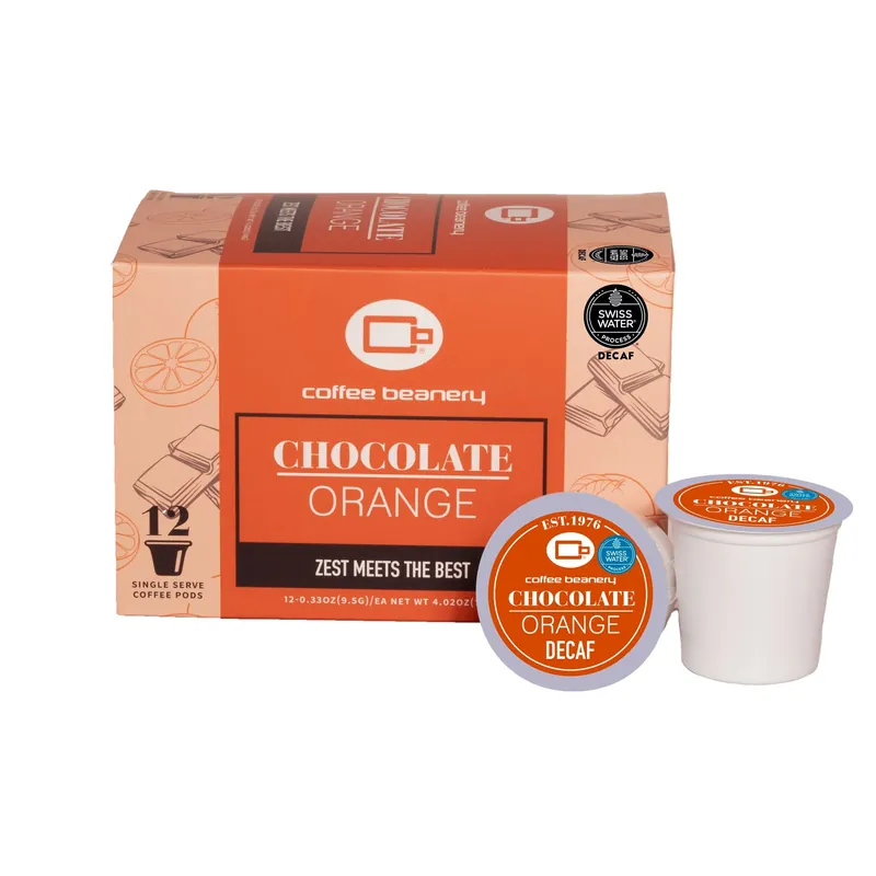 Chocolate Orange Flavored Decaf Coffee Pods
