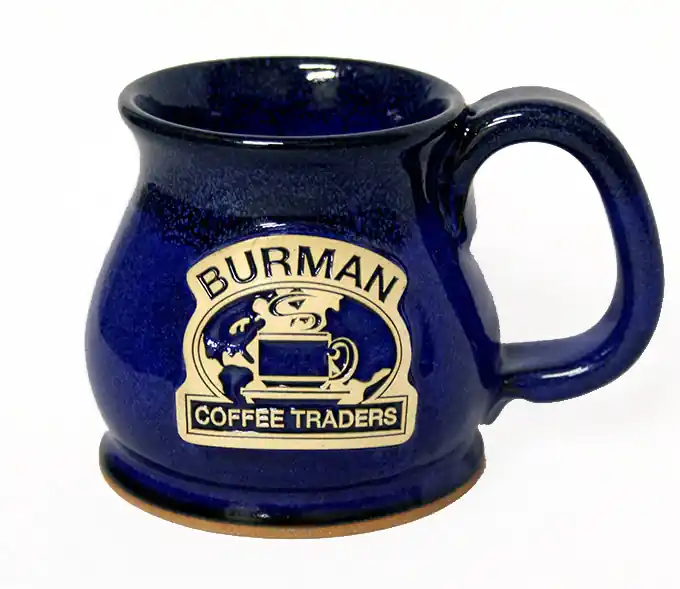 Burman Coffee Stoneware Mug – “Potbelly” Blue Moon – 12 Oz