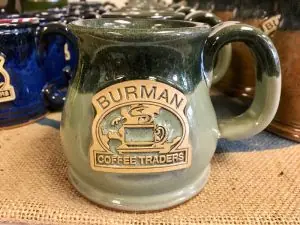 Burman Coffee Stoneware Mug – “Potbelly” Green Bean Zen 12 Oz