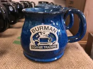 Burman Coffee Stoneware Mug – “Potbelly” Rhapsody In Blue 12 Oz