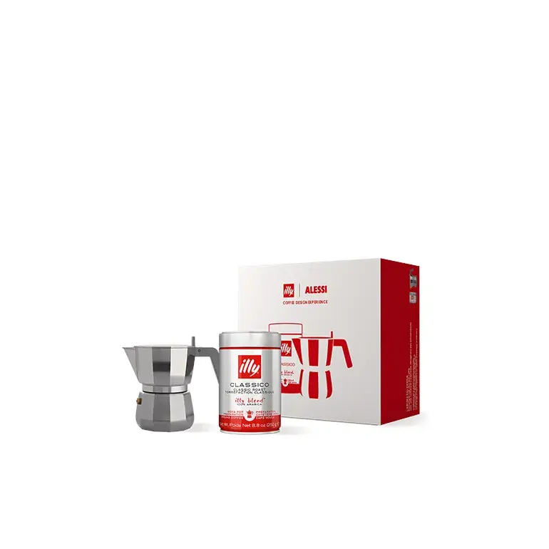 Alessi Cafetteria 3-Cup Moka Pot & Coffee Gift Set