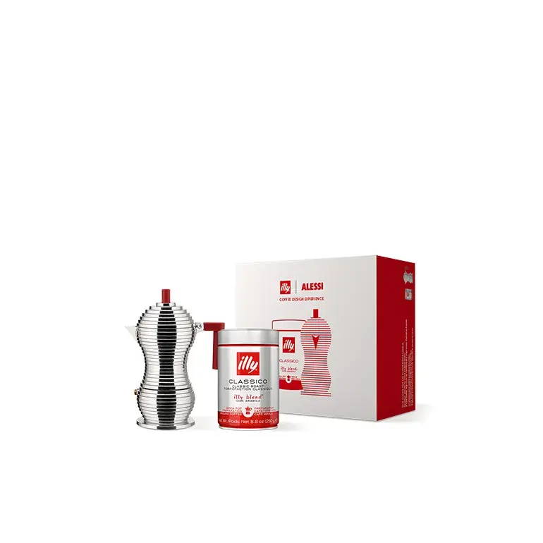Alessi Pulcina 3-Cup Red Moka Pot Coffee Gift Set