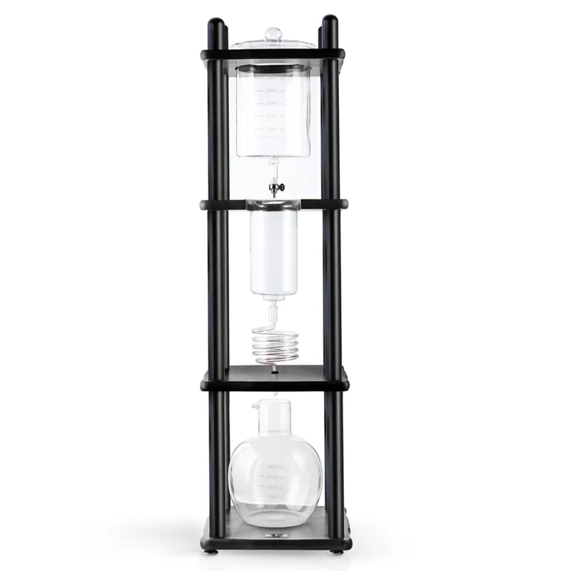 Yama Glass Cold Brew Tower – Black Straight Frame – 25 Cup (100 oz)