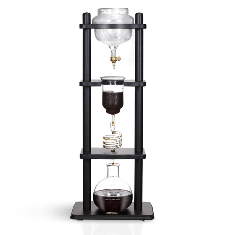 Yama Glass Cold Brew Tower – Black Straight Frame – 6–8 Cup (32 oz)