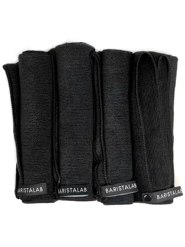 Keep Your Coffee Station and Countertop Clean - Barista Lab Microfiber Barista Towel - 4 Pack 16" x 16" for - Black