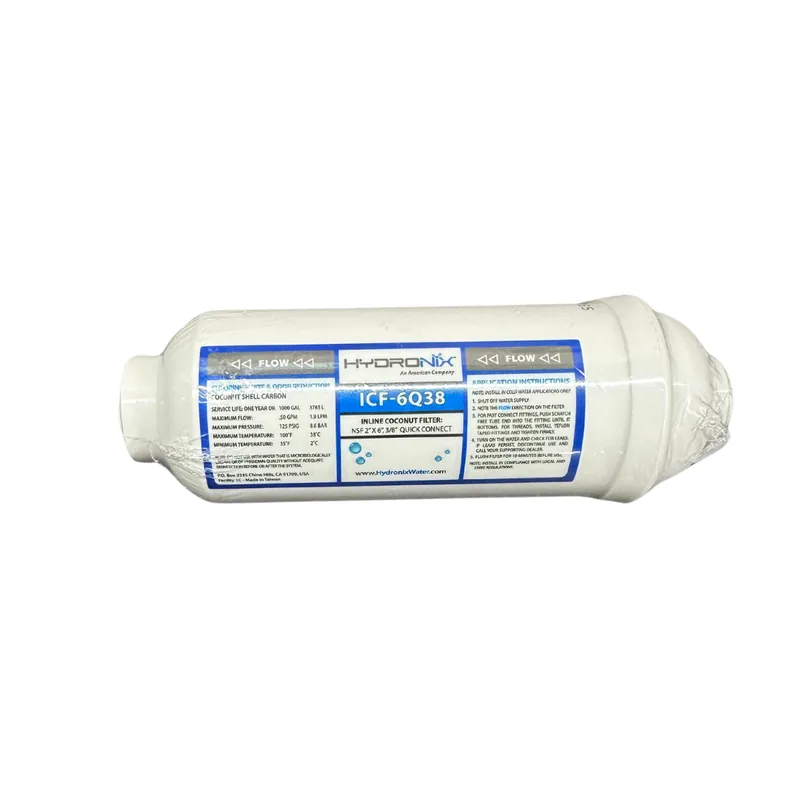 Hydronix ICF-6Q38 6" Inline Water Filter with 3/8" Quick Connect