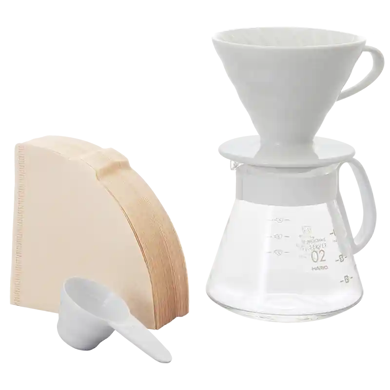 V60 Ceramic Dripper Set, 02 Size, White