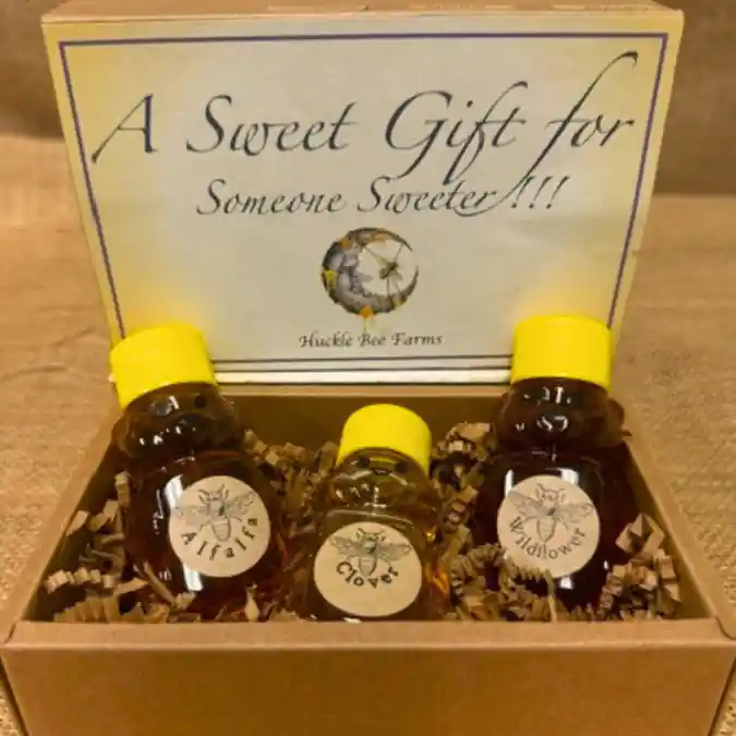 Mini Raw Local Honey Sampler Box - Alfalfa, Clover, and Wildflower