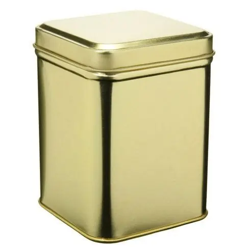 Tea Tin 4oz Square Gold