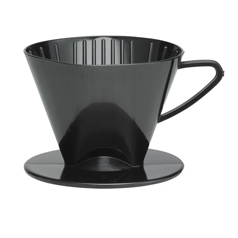 Fino Pour-Over Coffee Brewing Filter Cone, Number 2-Size, Black