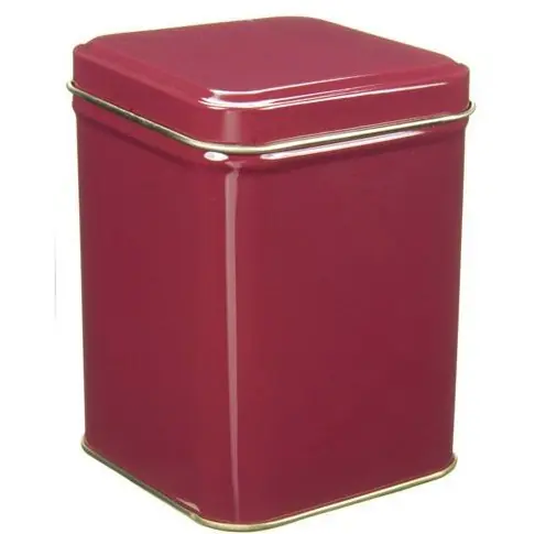 Tea Tin 4oz Square Burgundy