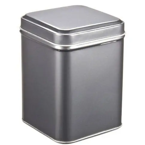 Tea Tin 4oz Square Gunmetal