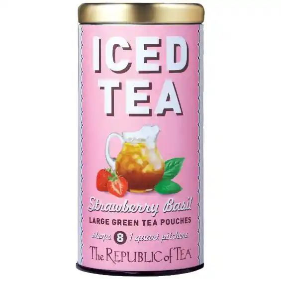 Republic Strawberry Basil Green Iced Tea, 8 1qt. pouches