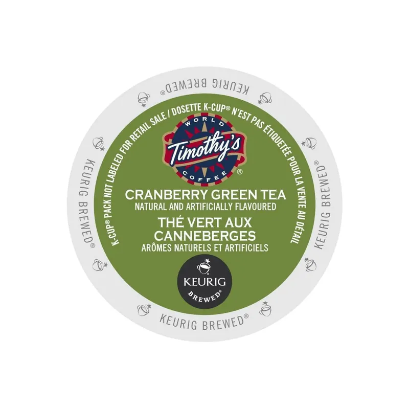 Timothy‘s Cranberry Green Tea K-Cup® Recyclable Pods (Box of 24)
