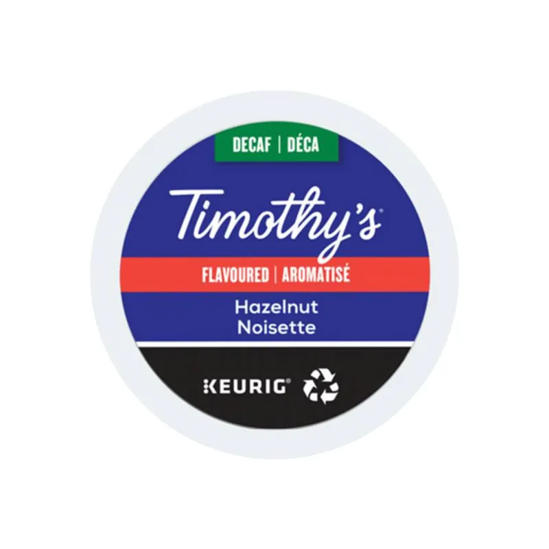 Timothy‘s Decaffeinated Hazelnut K-Cup® Recyclable Pods (Case of 96)