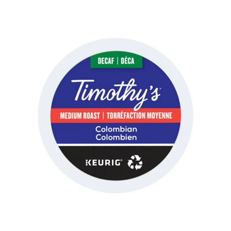 Timothy‘s Decaffeinated Colombian K-Cup® Recyclable Pods (Case of 96)