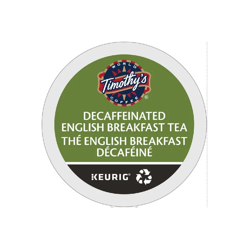 Timothy‘s Decaffeinated English Breakfast Tea K-Cup® Recyclable Pods (Case of 96)