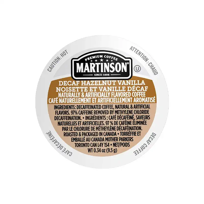 Martinson Coffee Decaf Hazelnut Vanilla Single Serve Pods (Case of 96)