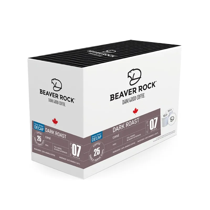 Beaver Rock Dark Roast Decaf Single-Serve Coffee Pods (Box of 25)