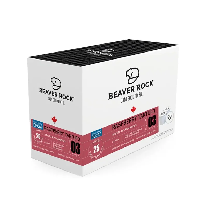 Beaver Rock Raspberry Tartufo Decaf Single-Serve Coffee Pods (Box of 25)
