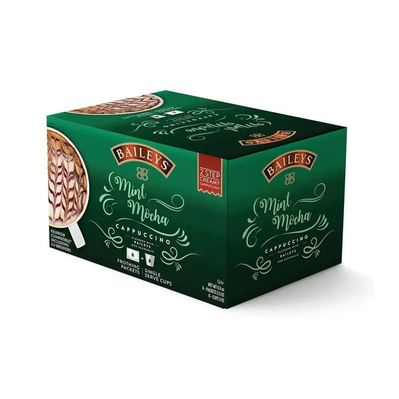 Baileys 2-Step Mint Mocha Creamy Cappuccino (Coffee Pods & Frothing Packets - Box of 6)