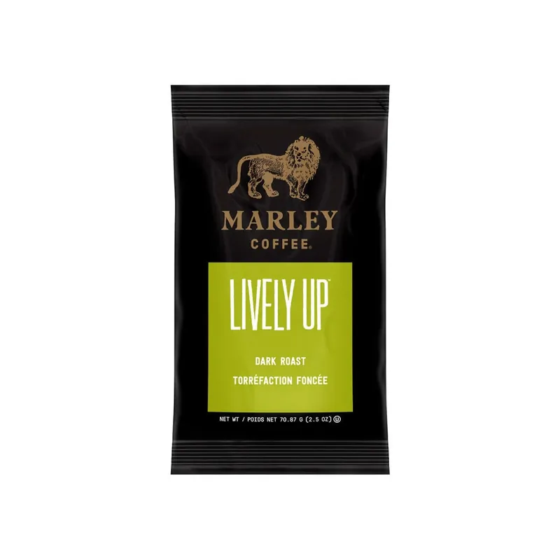 Marley Coffee Lively Up! Ground Coffee Packets (Box of 64 X 2.5oz)