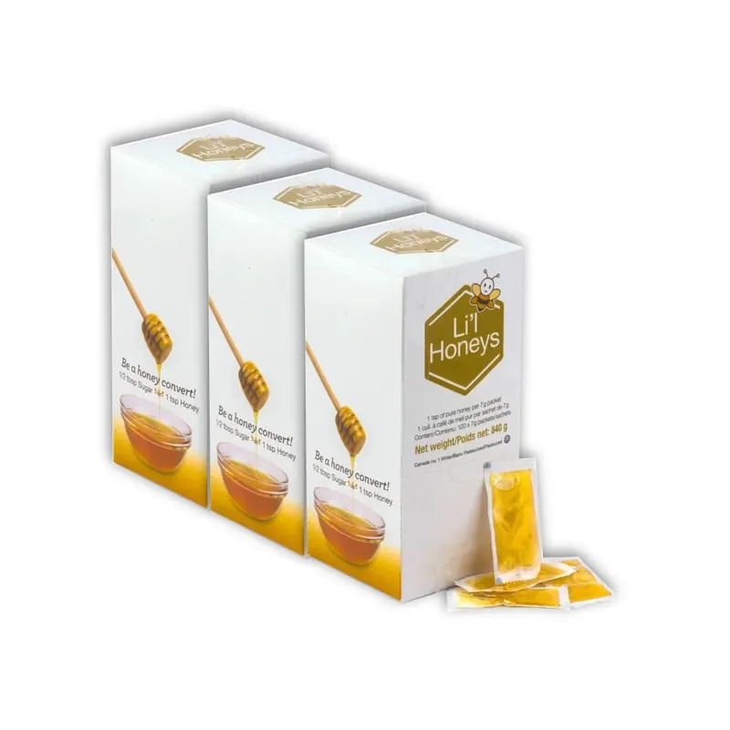 Bee Maid Lil‘ Honey Packets 3 Boxes Bulk (360 x 7g )