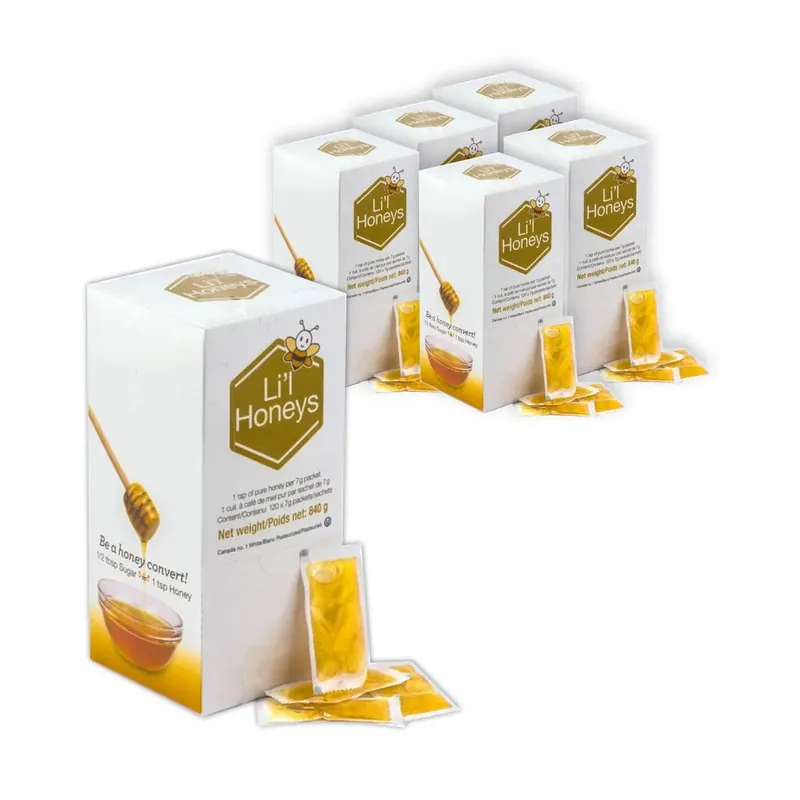 Bee Maid Lil‘ Honey Packets 6 Boxes Bulk Value Pack (720 x 7g )