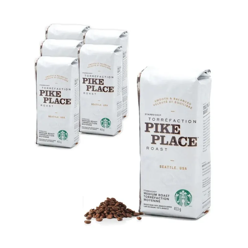 Starbucks Pike Place Roast Coffee Beans (Case of 6x 1lb)