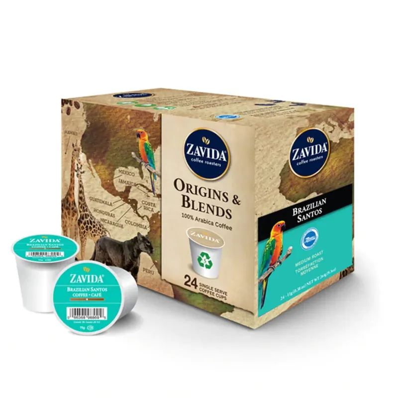 Zavida Brazilian Santos Single-Serve Coffee Pods (Case of 96)