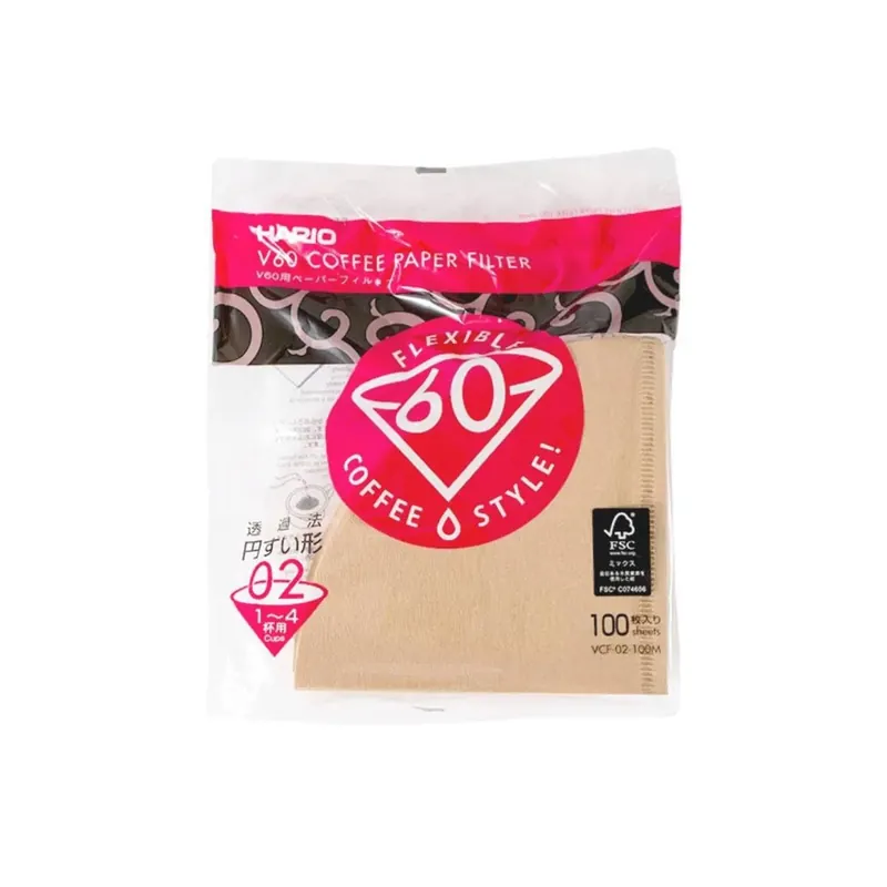Hario V60 Brown Natural Paper Coffee Filters Size 02 (100filters)