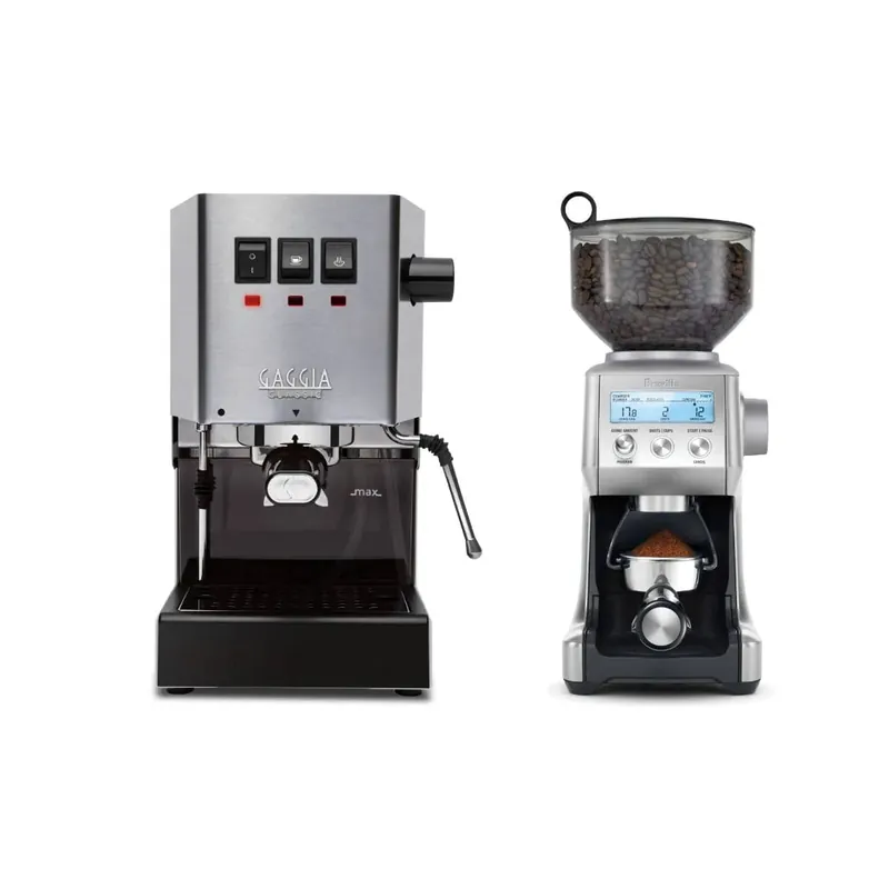 Gaggia Classic E24 Stainless Steel & Breville The Smart Grinder Pro Coffee Grinder Stainless Steel Bundle