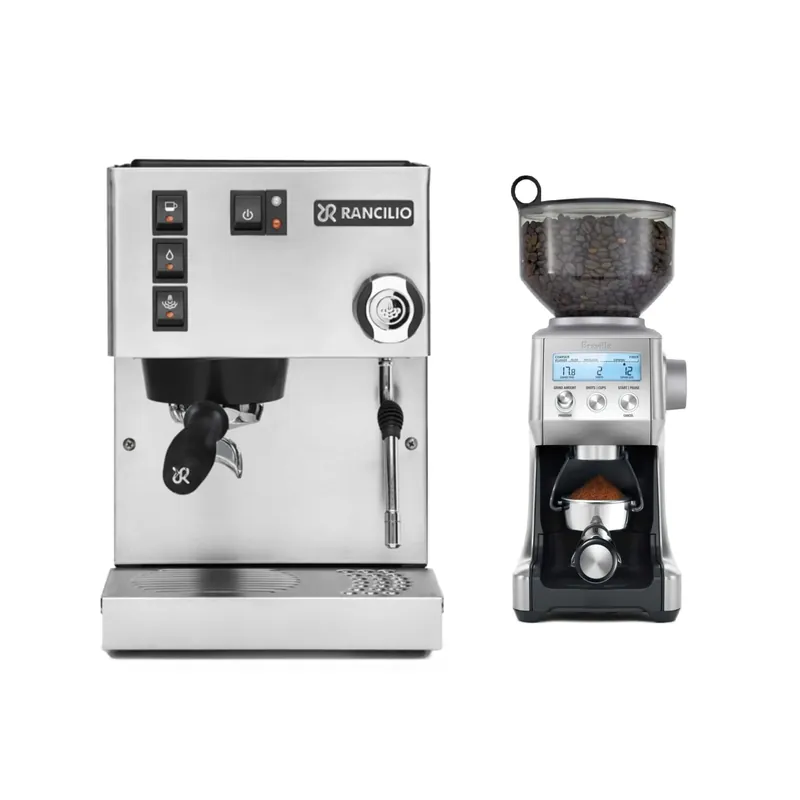 Rancilio Silvia M V6 Espresso Machine (Silver Stainless Steel) & Breville The Smart Grinder Pro Coffee Grinder Bundle