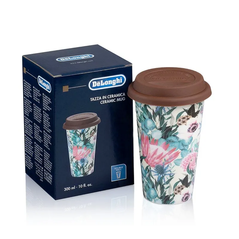 De‘Longhi Double Walled Ceramic Thermal Mug (Multi-coloured Flower) DLSC065