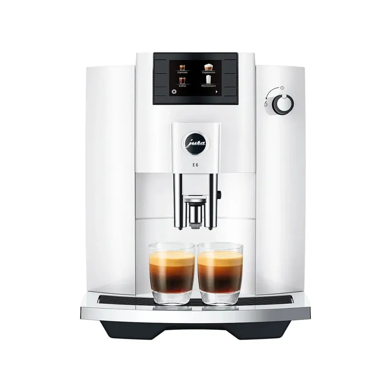 Jura E6 Super Automatic Coffee Machine Piano White (Model 15559 Latest Version)