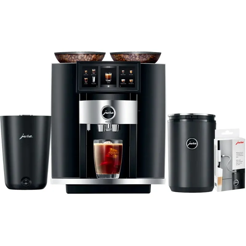 JURA GIGA 10 15527 Diamond Black Bundle Cool Control 1L, Hot Cup Warmer S - Black & Milk Pipe with S.S. Casing & HP3