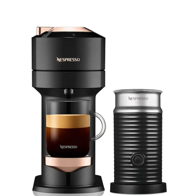 Nespresso Vertuo Next Premium Coffee and Espresso Machine with Aeroccino by De‘Longhi ENV120BAE (Black with Rose Gold)