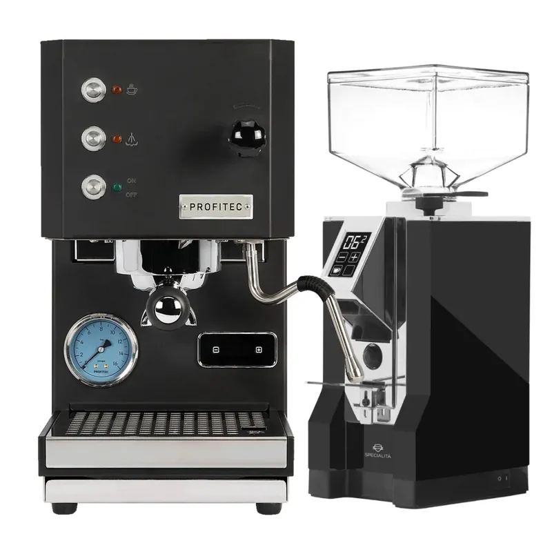 Profitec Go (Black) Espresso Machine & Eureka Mignon Specialita Grinder (Black) Bundle