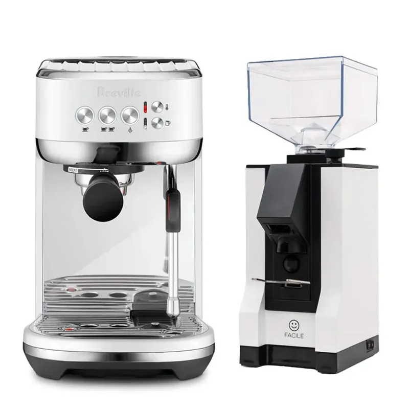 Breville The Bambino Plus Espresso Machine BES500SST (Sea Salt) and Eureka Facile Grinder Value Bundle