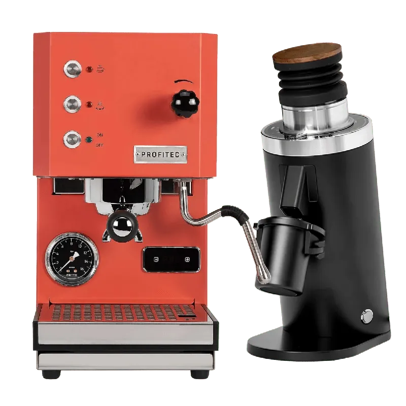 Profitec Go (Red) Espresso Machine & DF64 Gen 2 Grinder (Black) Bundle