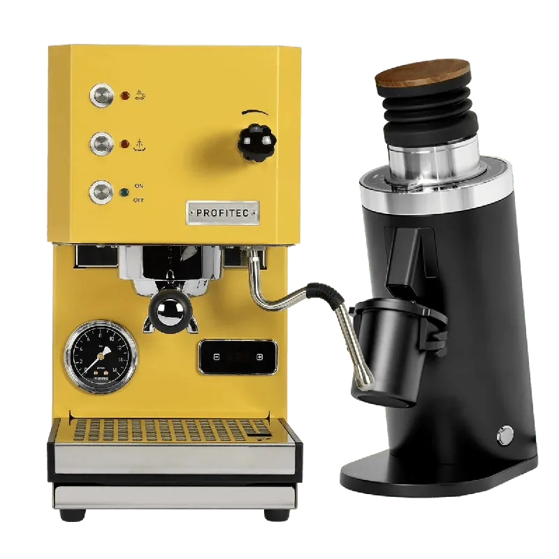 Profitec Go (Yellow) Espresso Machine & DF64 Gen 2 Grinder (Black) Bundle