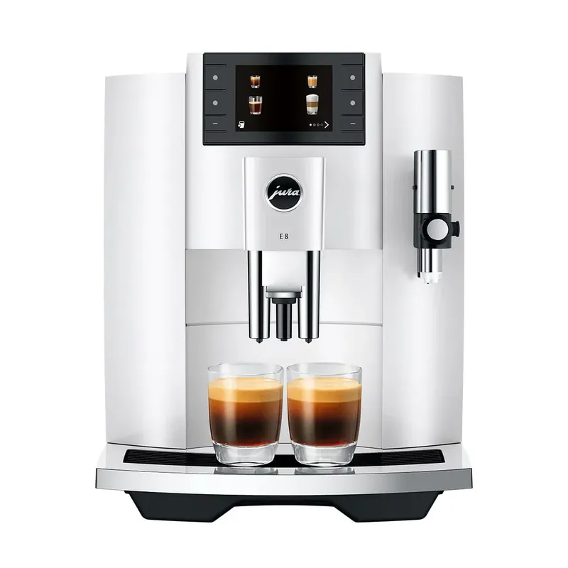 Jura E8 Piano White Automatic Coffee Machine 15683 (Latest Verison)