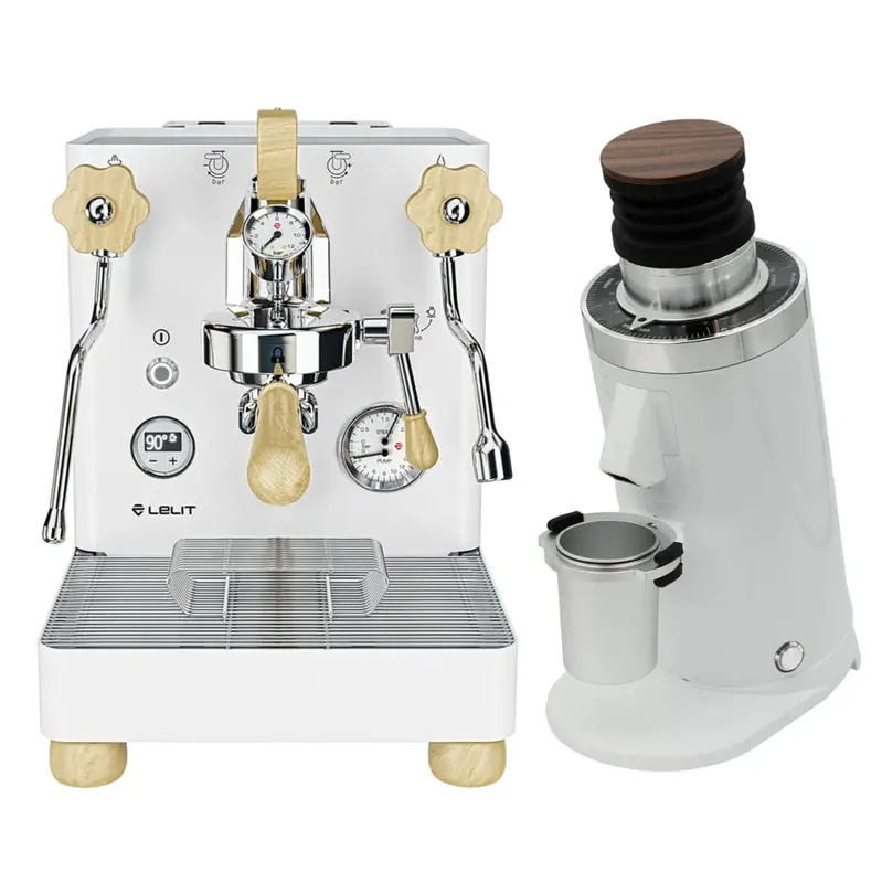 Lelit Bianca 3 PL162TCW Espresso Machine White and DF64 Gen 2 Grinder Grinder White Bundle