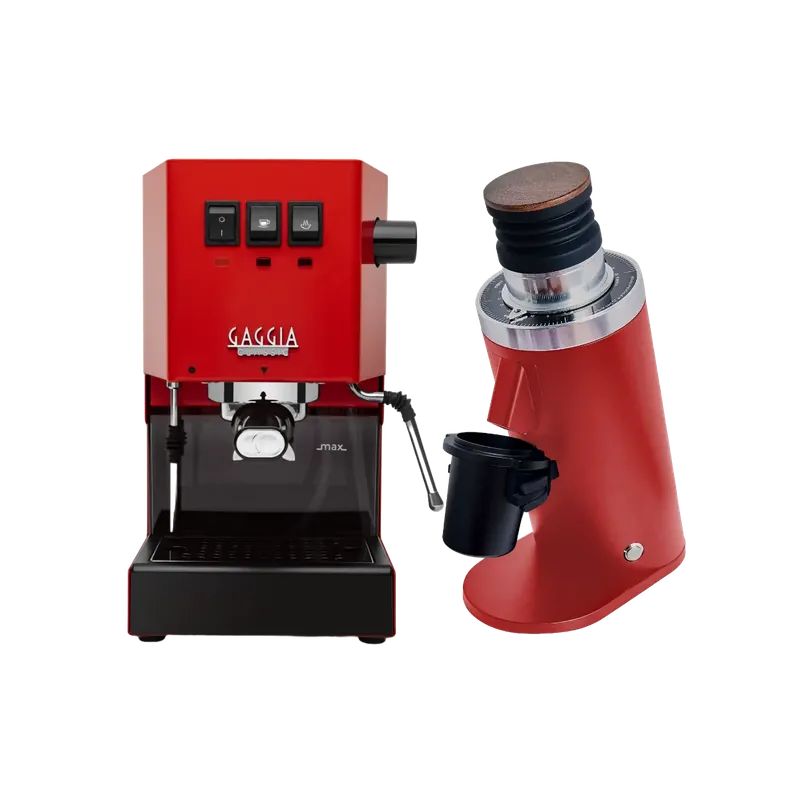 Gaggia Classic E24 Red & DF64 Gen 2 Grinder (Red) Bundle