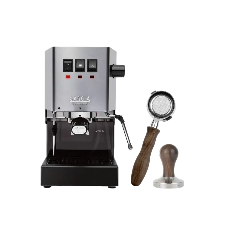 Gaggia Classic E24 Espresso Machine RI9380/46 (Stainless Steel) with Bottomless Portafilter, Tamper Bundle